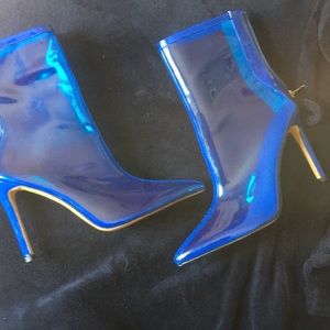 Beautiful Blue Clear Ankle Boots